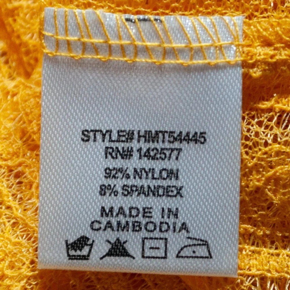 NEW Haute Monde Sheer Lace Top Juniors Large L Orange Boho Long Sleeve R13 - Picture 6 of 6